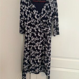 41 Hawthorn Black and White Leaf Pattern Dress